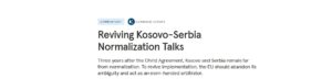 Read more about the article Reviving Kosovo-Serbia Normalization Talks
