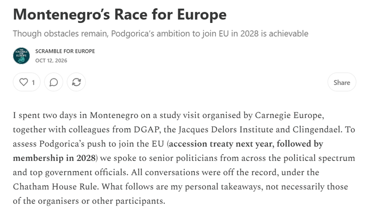 Montenegro’s Race for Europe